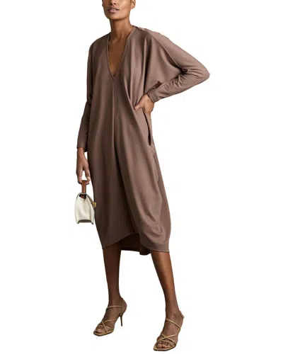 Reiss Gracie Draped Jersey Dress In Brown