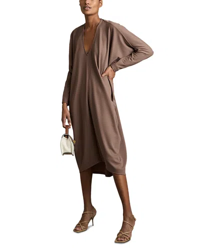 Reiss Gracie Draped Jersey Dress In Mink