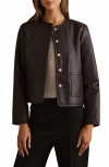 Reiss Gracie Leather Jacket In Brown