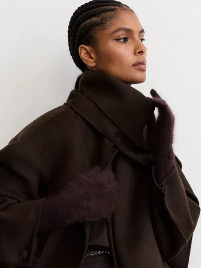 Reiss Grape Brushed Cashmere Gloves