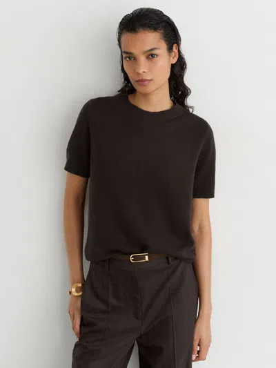 Reiss Grape Burgundy 100% Cashmere Crew-neck T-shirt