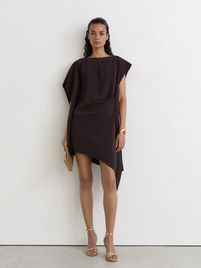 Reiss Grape Burgundy Asymmetric Drape Mini Dress