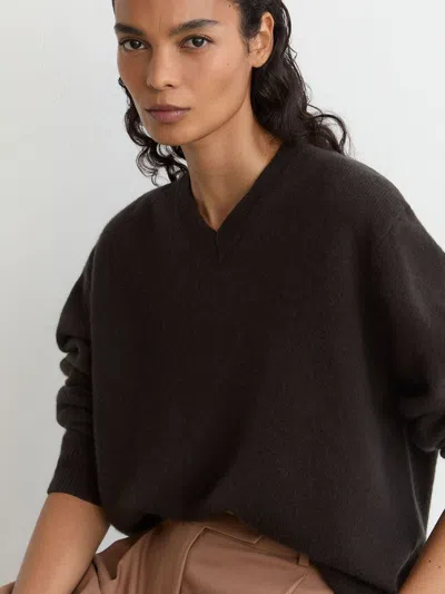 Reiss Jenna Cashmere V Neck Sweater In Animal Print