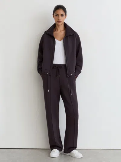 Reiss Grape Burgundy Premium Interlock Zip-front Sweatshirt