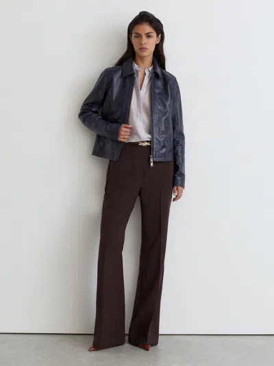 Reiss Grape Flared Knot-hardware Belted Trousers In Multi