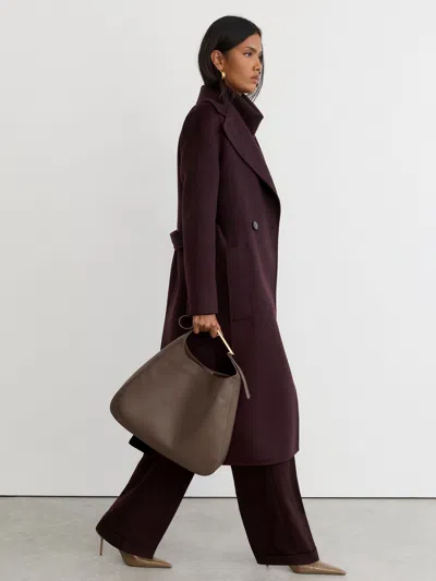 Reiss Grape Lucia Petite Wool-blend Double-breasted Blindseam Coat In Purple