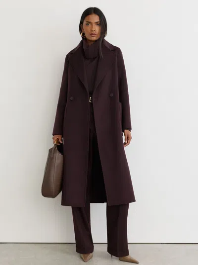 Reiss Grape Lucia Tall Wool-blend Double-breasted Blindseam Coat In Purple