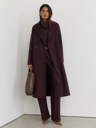 Reiss Grape Lucia Wool-blend Double-breasted Blindseam Coat In Purple
