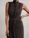 Reiss Grape Petite Ruched Sleeveless Maxi Dress In Purple