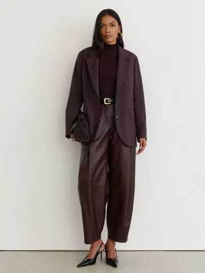 Reiss Grape Sandor Tall Stretch-twill Relaxed Single-breasted Blazer In Burgundy