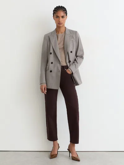 Reiss Grape Selin Petite Mid-rise Straight-leg Jeans In Brown