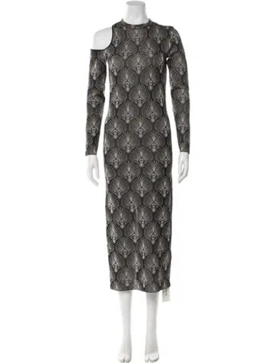 Pre-owned Reiss Graphic Print Midi Length Dress In Multi