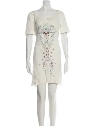 Pre-owned Reiss Graphic Print Mini Dress In Neutral