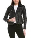 Reiss Grays Leather Biker Jacket In Black