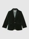 Reiss Green Apsara Single-breasted Velvet Blazer In Green