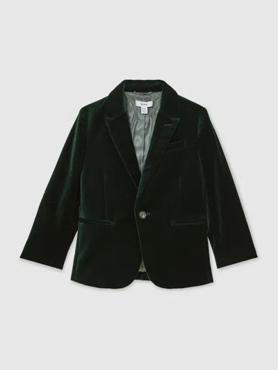 Reiss Green Apsara Single-breasted Velvet Blazer