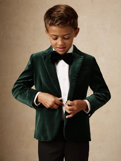 REISS REISS GREEN APSARA SINGLE-BREASTED VELVET BLAZER