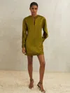 Reiss Green Atelier Satin Turn-lock Mini Dress In Green