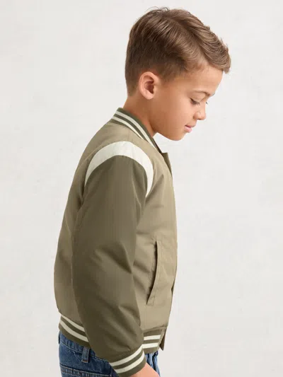 Reiss Kids' Green Colour-block Bomber Jacket