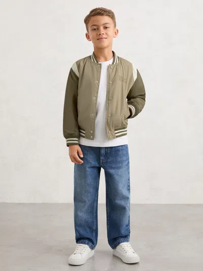 Reiss Green Colour-block Bomber Jacket