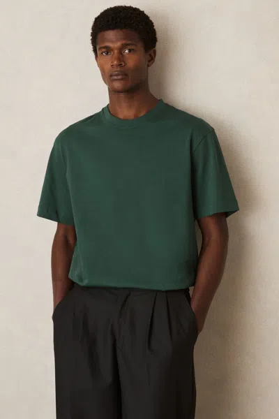 Reiss Green Cotton Garment-dyed Oversized T-shirt