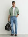 Reiss Green Davaro Stretch-modal Cutaway-collar Shirt Regular-fit