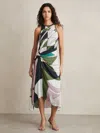 Reiss Womens Avia Geometric-pattern Woven Midi Dress Green In Green