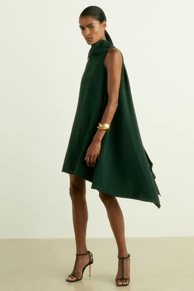Reiss Green High-neck Drape Back Mini Dress