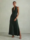 Reiss Green Hybrid Knit Midi Dress