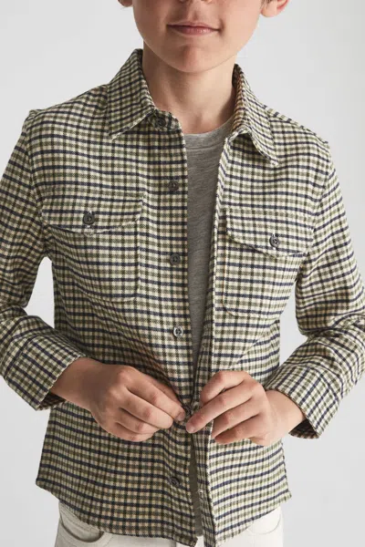 Reiss Green Junior Checked Twin Pocket Overshirt