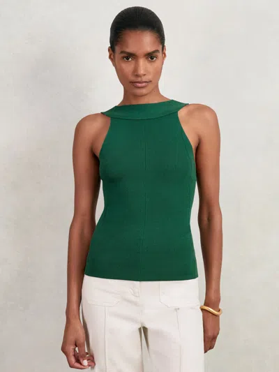 Reiss Green Low-back Rib-knit Vest