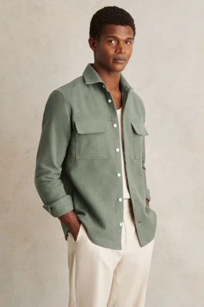 Reiss Camber Moleskin Twin Pocket Shirt Jacket In Green