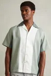 Reiss Dalorian Color Block Camp Shirt In Green Multi