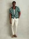 Reiss Green Multi Hyde Knitted Cuban Collar Shirt In Multi
