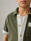 Reiss Green Multi Micah 9-13 Yrs Velour Colour-block Shirt