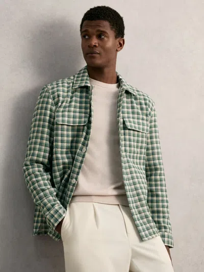 Reiss Green Multi Woven Check Twin-pocket Overshirt