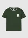 Reiss Green 13-14 Yrs Cotton Letter-patch T-shirt