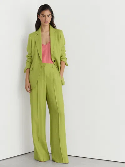 Reiss Green Petite Textured-weave Wide-leg Suit Trousers In Multi