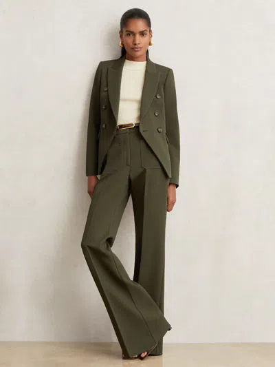 Reiss Green Petite Twill Double-breasted Blazer
