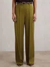 Reiss Green Petite Wide-leg Pintuck Trousers