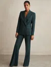 Reiss Green Petite Wool-blend Wide-leg Suit Trousers