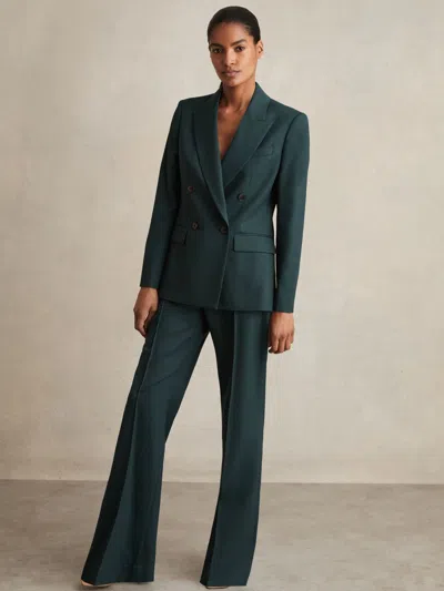 Reiss Green Petite Wool-blend Wide-leg Suit Trousers