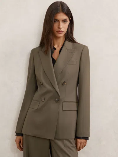 Reiss Green Petite Wool-blend Double-breasted Suit Blazer