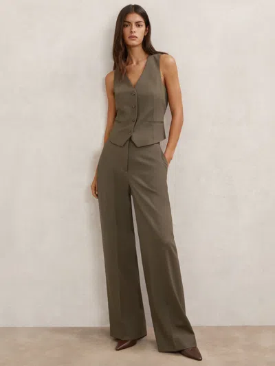 Reiss Green Petite Wool-blend Wide-leg Suit Trousers
