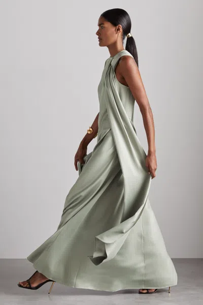Reiss Green Atelier Draped-satin Occasion Dress
