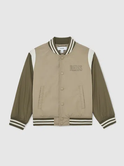 Reiss Kids' Green Colour-block Woven Bomber Jacket 3-9