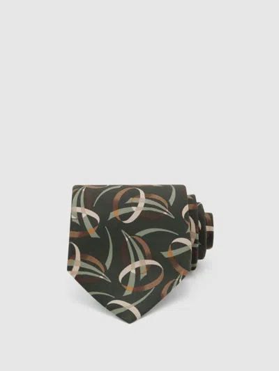 Reiss Green Silk Abstract-print Tie