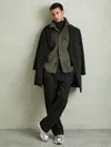 Reiss Green Smoke Liam Wool-blend Melton Overshirt In Green