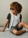 Reiss Green Smoke Meastro 9-13 Yrs Hybrid Velour Cuban Collar Shirt