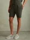 Shop Reiss Green Smoke Textured Drawstring Shorts